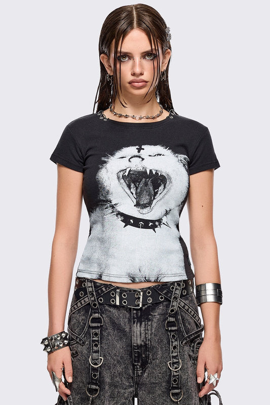 Nine Lives in Hell Baby Tee Black | Minga London